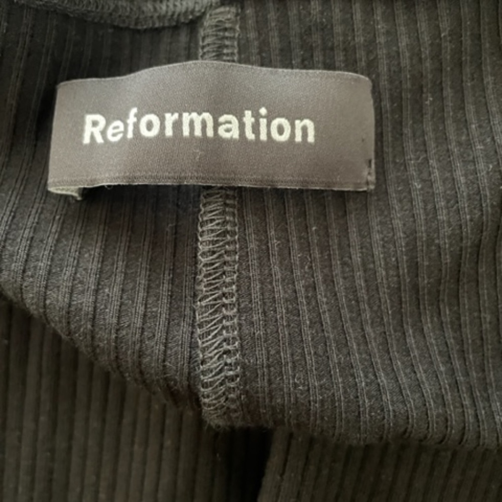 Reformation Margie Black Ribbed Mini Dress EUC - Picture 6 of 10